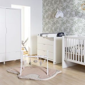 Comoda Quadro White 100x55x89 cm cu masa de infasat mdf alb Childhome imagine