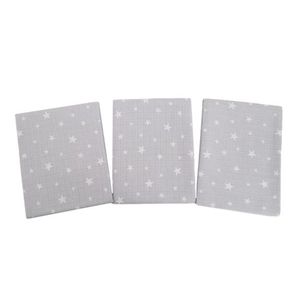 Set 3 scutece muselina din bumbac organic 100 Nichiduta 90x90cm Grey Stars imagine