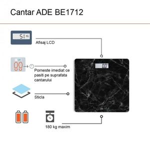 Cantar corporal electronic ADE BE1712 Aurora Model Marmura ecran LCD negru imagine