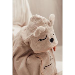 Prosop BabySteps 73x58 cm din bambus cu gluga si buzunar pentru bebelusi si copii Poncho Teddy Beige imagine