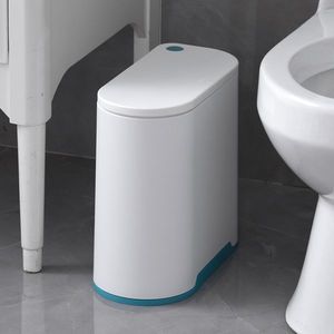 Cos pampers compact cu suport saci menajeri Little Mom Trash Can WhiteBlue imagine