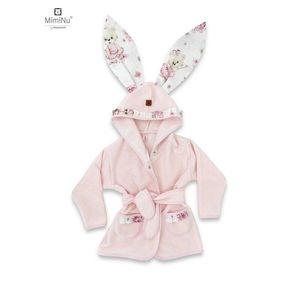 Halat de baie MimiNu cu urechi si volanase 6 - 36 luni Design Pink Ballerina imagine