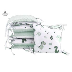 Aparatoare cu 6 pernute modulare cu fermoar pentru patut 120X60 cm Minky Dino Mint MimiNu imagine