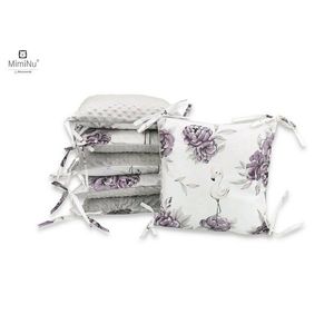 Aparatoare cu 6 pernute modulare cu fermoar pentru patut 120X60 cm Minky Peonie Plum MimiNu imagine