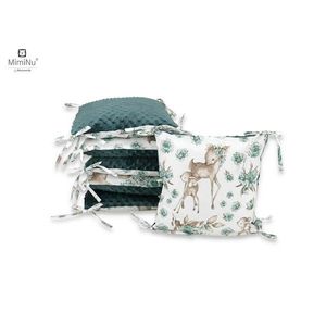 Aparatoare cu 6 pernute modulare cu fermoar pentru patut 120X60 cm Minky Sweet Deer Mint MimiNu imagine