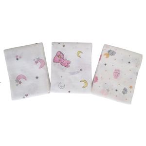 Set 3 paturici muselina Nichiduta din bumbac organic 90x90 cm Mixed Pink imagine