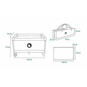 Patut pliant cu un nivel Stefi cu intrare laterala cu fermoar 2 roti 120x60 cm roz ombre Lionelo imagine