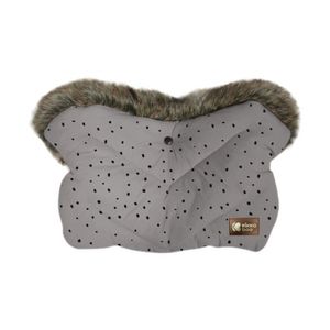 Manusa de lux pentru manerul caruciorului KikkaBoo Fur Dots Grey imagine