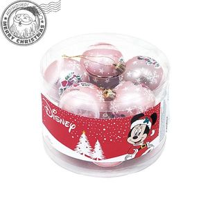 Set 10 globuri brad Craciun Minnie Mouse roz 6 cm imagine