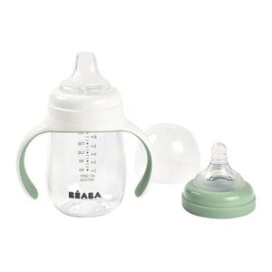 Biberon de invatare 2 in 1 din tritan Beaba 210 ml Sage Green imagine