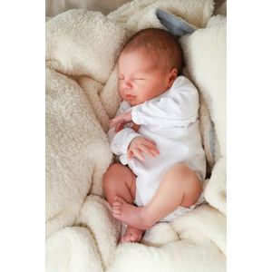 Paturica BabyLy pentru copii reversibila dublat bumbac waffle ecru si tesatura bucle crem Teddy 100x70cm imagine