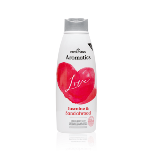 Gel de dus 100 vegan Love Aromatics cu parfum de iasomie si lemn de santal cu prebiotice vit E si aloe 600ml imagine