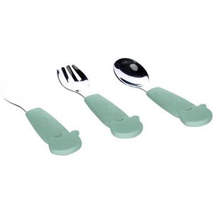 Set de 3 tacamuri din inox inoxidabil FreeON cu manere din silicon 6 luni+ Elephant Mint imagine