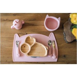 Covoras din silicon pentru diversificare FreeON fara BPA Dimensiune 35 x 22 cm Kitty Pink imagine