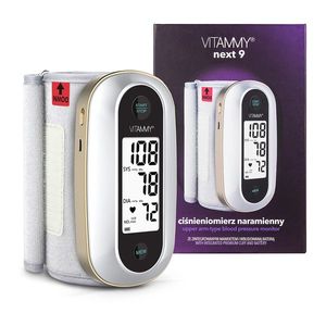 Tensiometru electronic de brat Vitammy Next 9 mufa USB manseta integrata 23-36 cm albauriu imagine