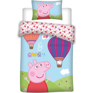 Set lenjerie pat copii Peppa Pig Up and Away 100x140 + 40x45 SunCity imagine