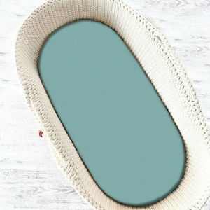 Cearceaf cu elastic Qmini pentru landou carucior si cosulet 80x35 cm din bumbac terry Nepal Green imagine