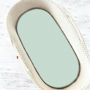 Cearceaf cu elastic Qmini pentru landou carucior si cosulet 80x35 cm din bumbac terry Cold Mint imagine