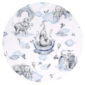 Paturica de infasat Qmini multifunctionala 75x75 cm din bumbac Elephants on Rainbow Blue imagine