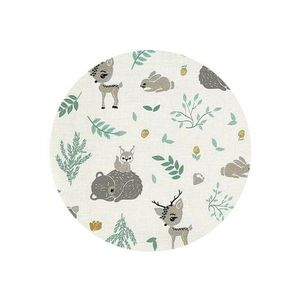 Paturica de infasat multifunctionala MimiNu cu volanase 75x75 cm Forest Friends MintGray imagine