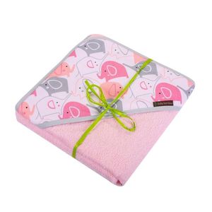 Prosop cu gluga din fibra de bambus 100x100 cm Pink Elefants imagine