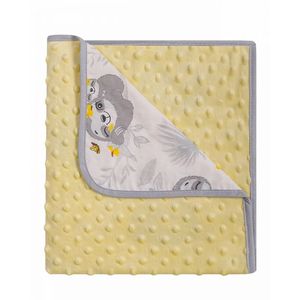 Paturica cu doua fete Minky si bumbac 80x90 cm Yellow Sloths imagine