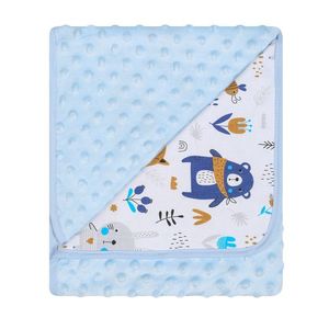 Paturica cu doua fete Minky si bumbac 80x90 cm Blue Bear imagine