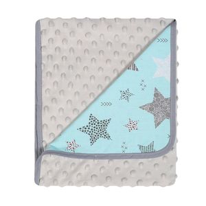 Paturica cu doua fete Minky si bumbac 80x90 cm Grey Stars imagine