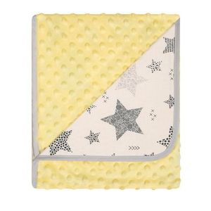 Paturica cu doua fete Minky si bumbac 80x90 cm Yellow Stars imagine