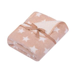 Paturica pufoasa cu doua fete 90x80 cm Beige Stars imagine