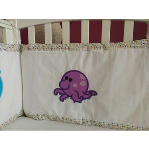 Protectii patut lemn bebelusi cu Animale acvatice brodate 60 x 120 cm imagine