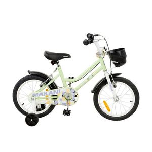 Bicicleta 16 inch cu roti ajutatoare si cosulet frontal Makani Pali Green imagine