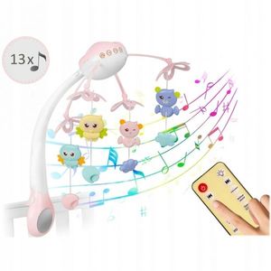 Carusel muzical cu telecomanda pentru patut cu proiector si melodii Ricokids Roz imagine