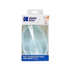 Set Castron cu 2 compartimente si lingurita KikkaBoo Tasty Blue imagine