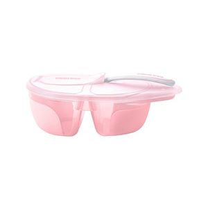 Set Castron cu 2 compartimente si lingurita KikkaBoo Tasty Pink imagine