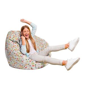 Fotoliu Puf Bean Bag tip Para L alb cu flori multicolore imagine