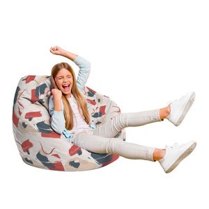 Fotoliu Puf Bean Bag tip Para L bej cu model rosu si gri imagine