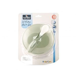 Set castron cu ventuza capac si lingurita Mint Green imagine