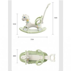 Balansoar 3 in 1 cu maner parental Nichiduta Unicorn Green imagine