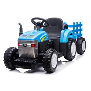 Tractor electric 12V cu telecomanda si remorca New T7 Blue imagine