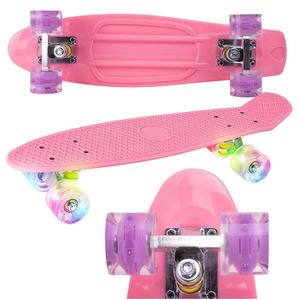 Skateboard cu led-uri pentru copii 56x15cm Roz imagine