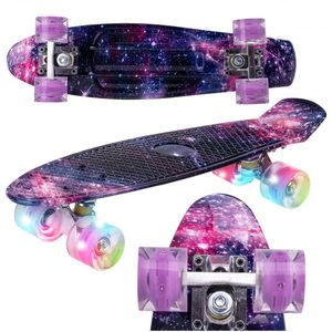 Skateboard cu led-uri pentru copii 56x15cm Space Colors imagine