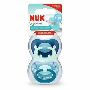 Set 2 suzete Nuk Signature Silicon M2 albastru 6-18 luni imagine