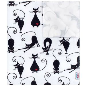 Scutec impermeabil New Baby din flanel cu multiple intrebuintari 57x47 cm White with Black Cat imagine