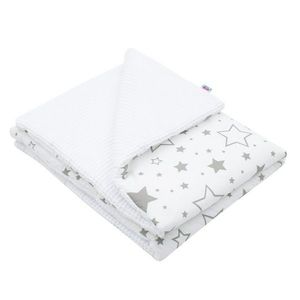 Paturica New Baby cu doua fete 80x102 cm Waffle white stars imagine