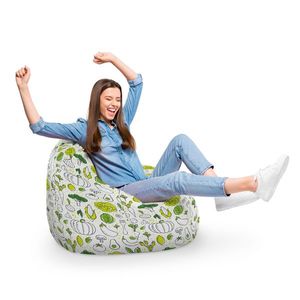 Fotoliu Puf Bean Bag tip Para XL alb cu legume verzi imagine