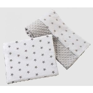 Set paturica 75x100 cm si perna 35x30 cm Nichiduta Minky Stars Grey imagine