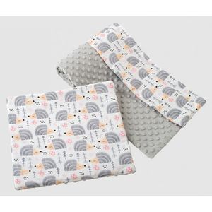 Set paturica 75x100 cm si perna 35x30 cm Nichiduta Minky Grey hedgehogs imagine