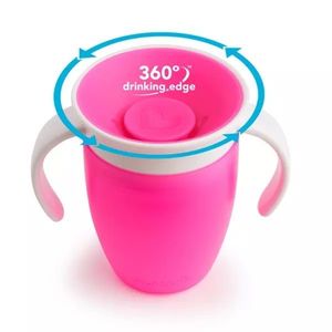 Cana Miracle 360 Munchkin cu manere 207ml 6L+ pink imagine