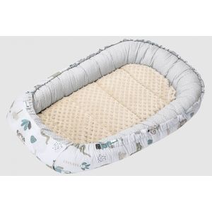 Babynest pentru dormit cu doua fete Nichiduta Minky Beige Zoo imagine